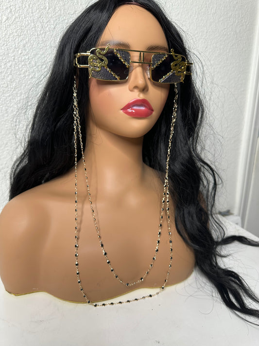 Black and gold sunglasses chain